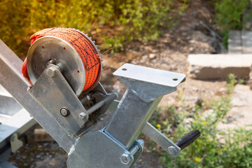 A store that sells trailers.Car open trailer. Transport for cargo transportation.