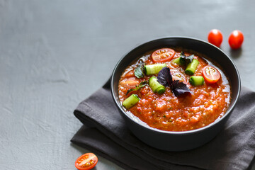 gazpacho on a gray background