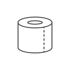 Toilet paper line outline icon isolated on white
