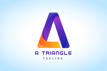purple orange triangle letter a gradient logo vector