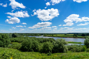 Wide floodplain of the Dnieper River in the Zhlobin region, Belarus