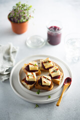 Grilled cheese with beetroot paste on toast