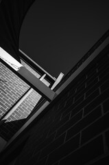 Black and white brick building