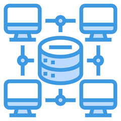 Server blue outline icon