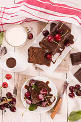 Chocolate pound cake with cherries.