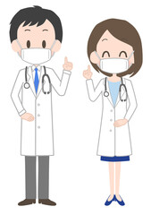 マスクを着けた男女の医師