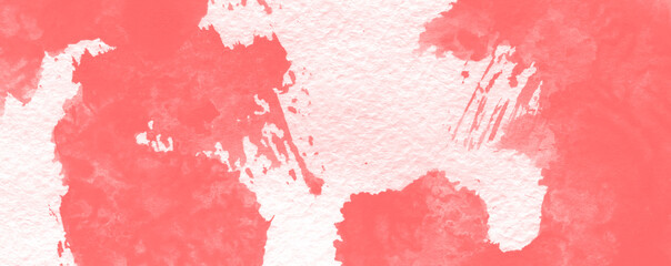 Bandeau fond aquarelle rouge et rose pastel art abstrait.