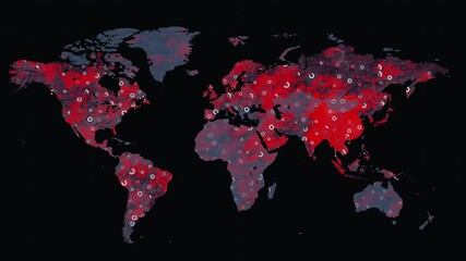 Corona virus map disease spreading animation. Technologies, morbidity signal, statistics. Distribution control - Powered by Adobe