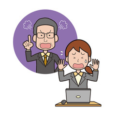 上司から叱られる女性会社員