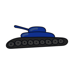 Tank icon in color drawing. Military weapon war.