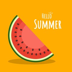 Vector illustration of fresh watermelon as a summer vacation theme template or summer sale.