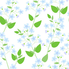 Seamless pattern with light blue flowers