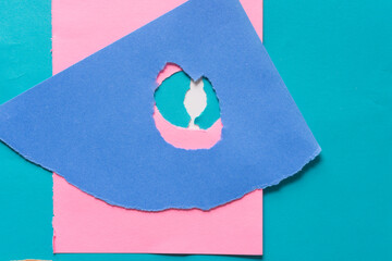 blue pink and green torn paper background