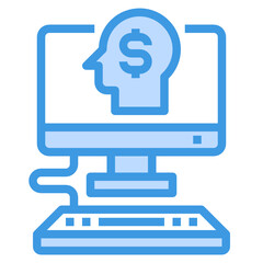 Human Mind blue outline icon