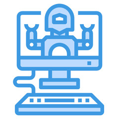Robot blue outline icon