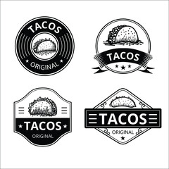 Sets of vintage design logo set of Taco. Hand drawn design logo 