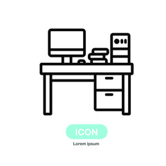 office desk icon vector isolated on white background.