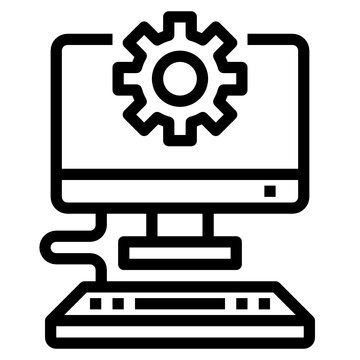 computer monitor with gear icon clip art preview