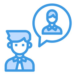 Interview blue outline icon