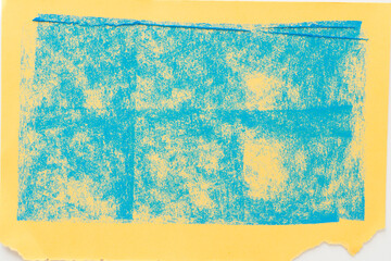 blue chalk on yellow construction paper background