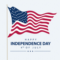 United States Independence Day greeting card with USA national flag. Vector illustration.