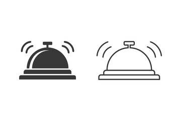 Vector hotel bell icon set in modern flat style