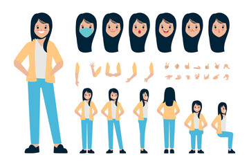 Character for animation mouth and face cute young businesswoman.