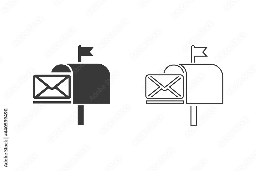 Poster post box icon set isolated vector in modern flat style