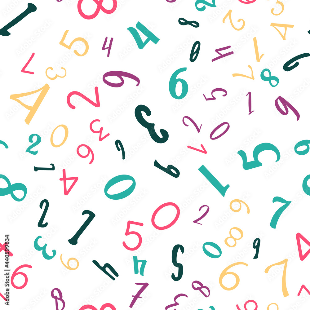 Poster education, school concept. seamless vector eps 10 pattern with numbers. flat style