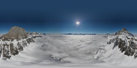 360 degree seamless panorama over sea of clouds