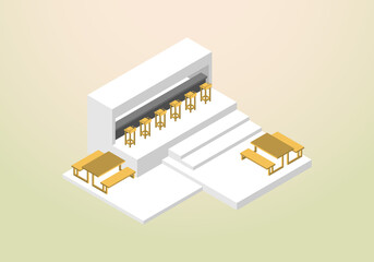 isometric design of cafe house or coffee shop vector template