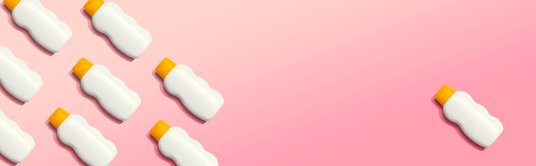 Yellow and white sunblock bottles