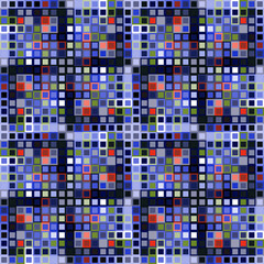 Blue repeated tile pattern. Vector seamless decorative and abstract tile ornament. Mosaic blue wallpaper tile.