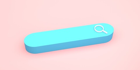 3D render of search bar with magnifying glass