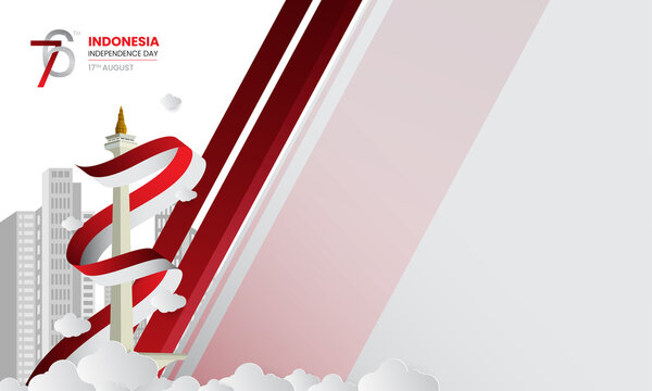 17 August 1945, 76th Happy Indonesia Independent Day. Dynamic indonesian flag banner template. Vector illustration