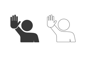 Hand stop icon set sign. Vector illustration