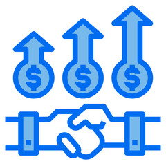 handshake blue line icon