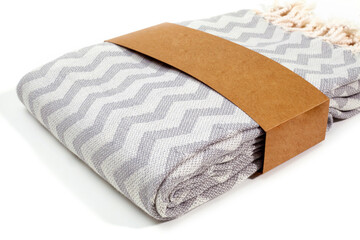 Soft peshtemal Turkish towel folded colorful textile for spa, beach, pool, light travel, healthy...