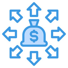 Money Bag blue outline icon