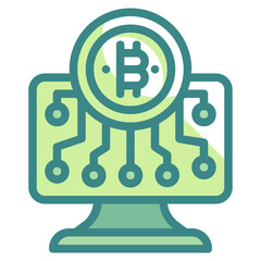 online cryptocurrency blue line icon