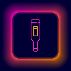 Glowing neon line Medical digital thermometer for medical examination icon isolated on black background. Colorful outline concept. Vector