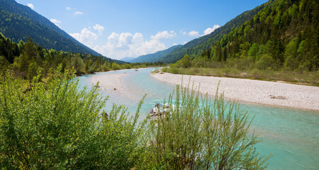 river bend wild Isar, beautiful landscape upper bavaria