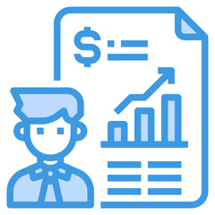 Businessman blue outline icon