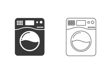 Washer vector icon set. Washer flat sign design. Wash machine symbol pictogram