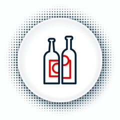 Line Bottles of wine icon isolated on white background. Colorful outline concept. Vector