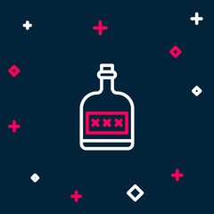 Line Alcohol drink Rum bottle icon isolated on blue background. Colorful outline concept. Vector