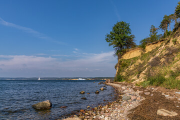 Fototapeta na wymiar The Baltic Sea coast and cliffs near Reddevitzer Hoeft on Ruegen Island, Mecklenburg-Western Pomerania, Germany