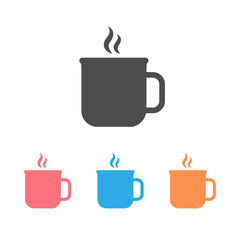 Cup of tea icon set on white. Vector