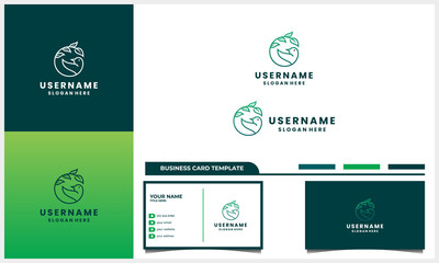 bird with nature life logo concept with business card template