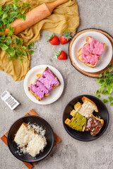 Roti Bakar Bandung or Bandung Bread Toast is Popular Street Food from Bandung. Roti bakar refers to toast, served often with butter, cheese, stwarberry jam, Green tea, crushed peanuts and sugar,
